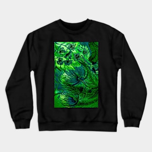 GREEN TRIFFIDS PALM TROPICAL FERNS AND FLOWERS POSTER PRINT VIVID Crewneck Sweatshirt